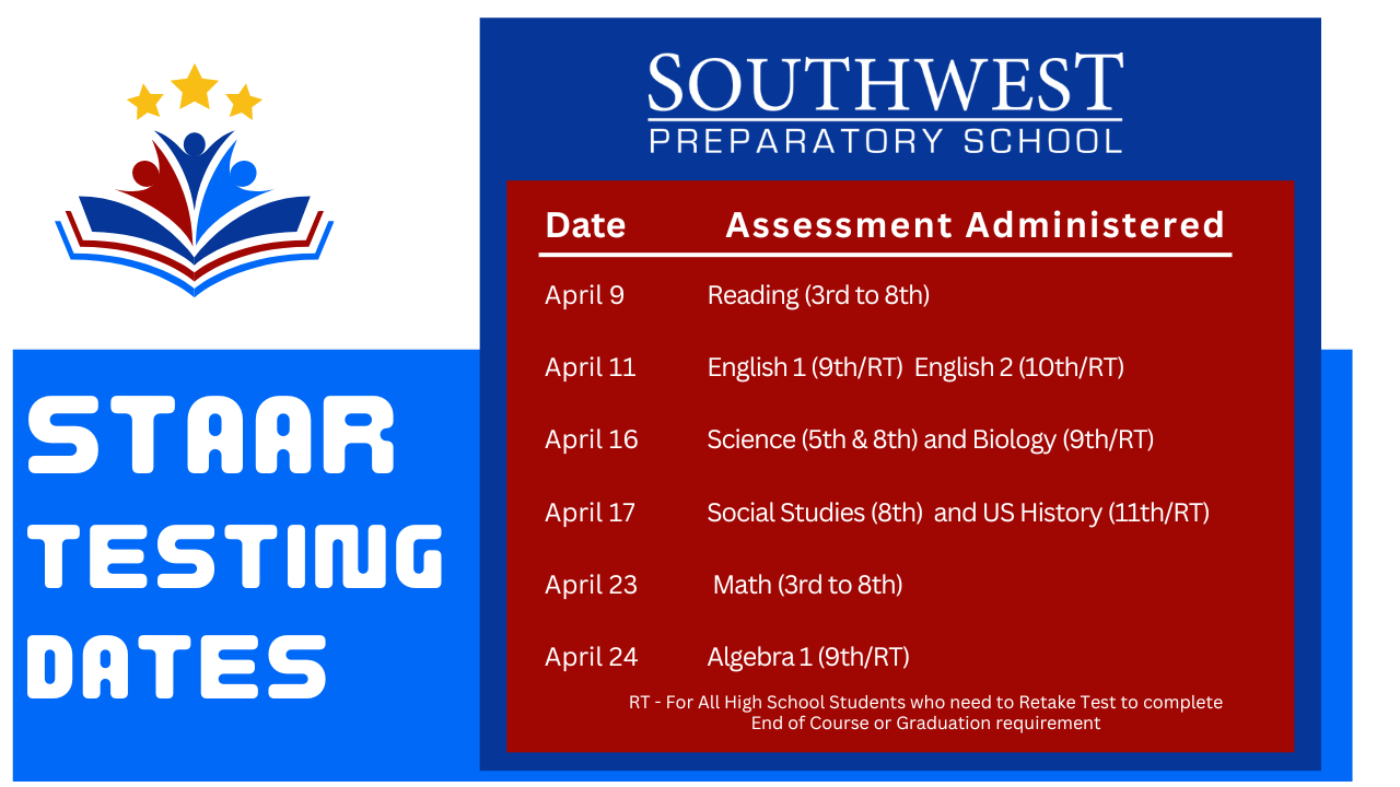 STAAR Testing Dates at Southwest Preparatory School 
