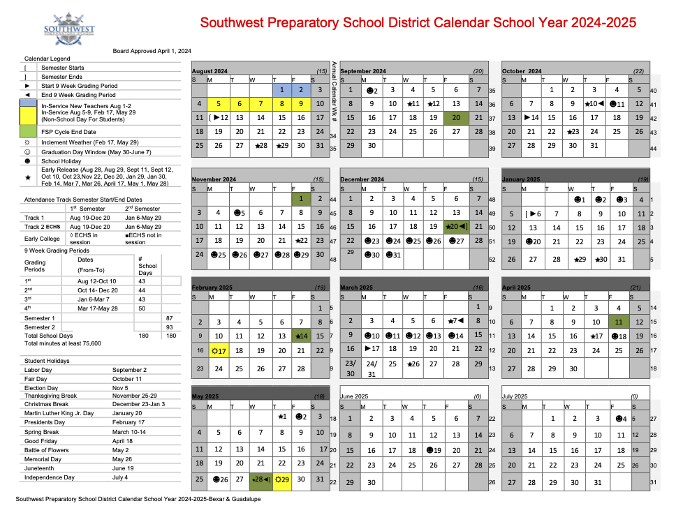 Southwest Preparatory School 2024-25 School Year